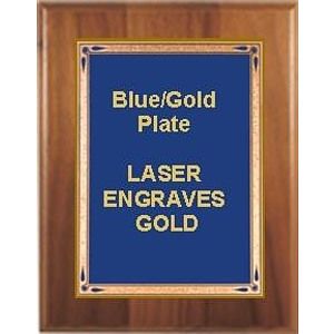 7" x 9" Cherry Finish Plaque with a Blue Teardrop Plate