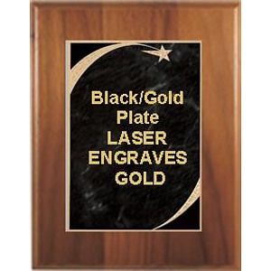 7" x 9" Cherry Finish Plaque with a Black Victory Star Marble Plate