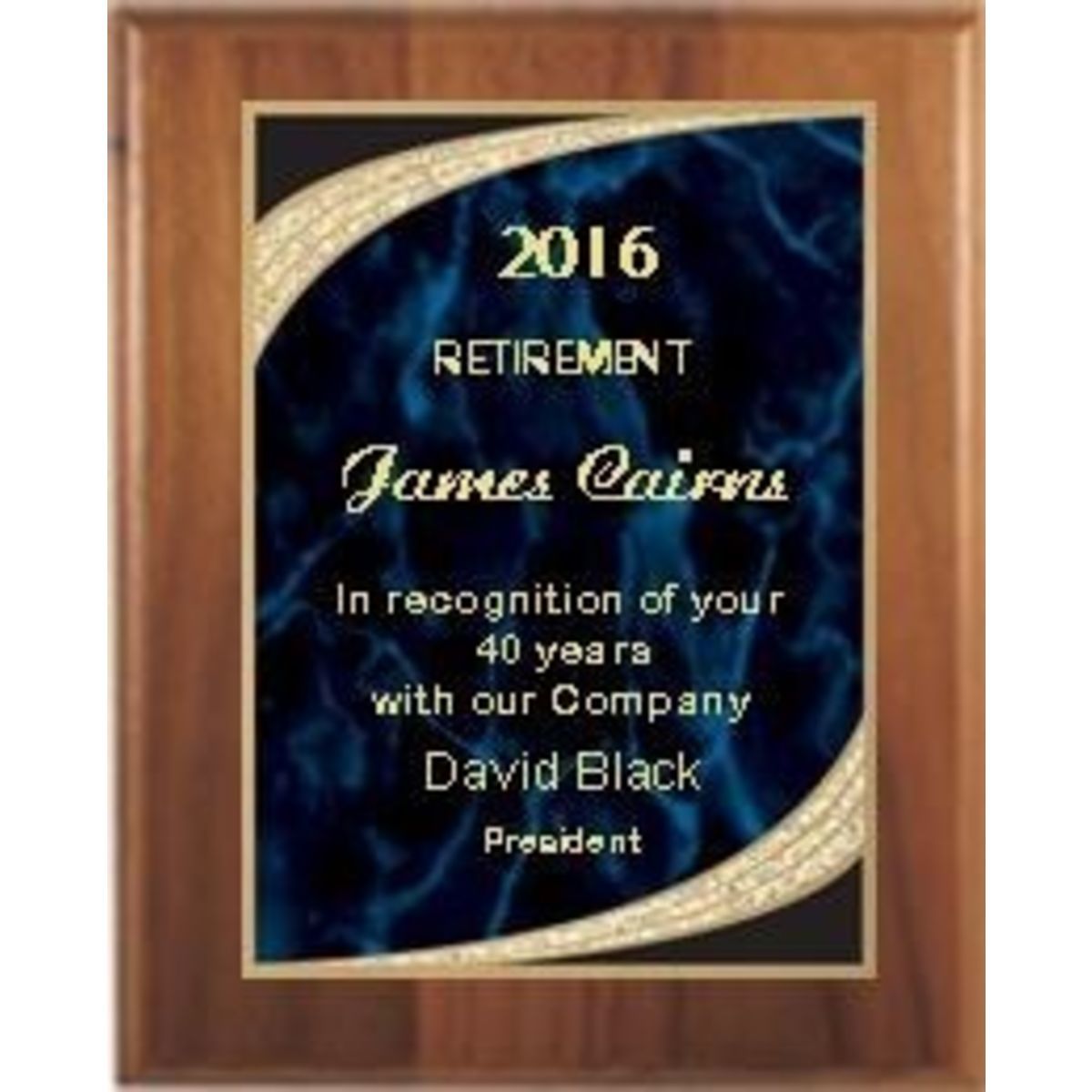 8" x 10" Cherry Finish Plaque with Blue Majestic Plate