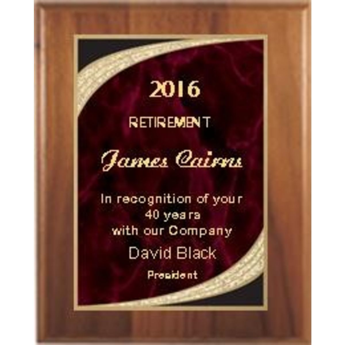 8" x 10" Cherry Finish Plaque with Red Majestic Plate
