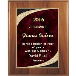 8" x 10" Cherry Finish Plaque with Red Majestic Plate