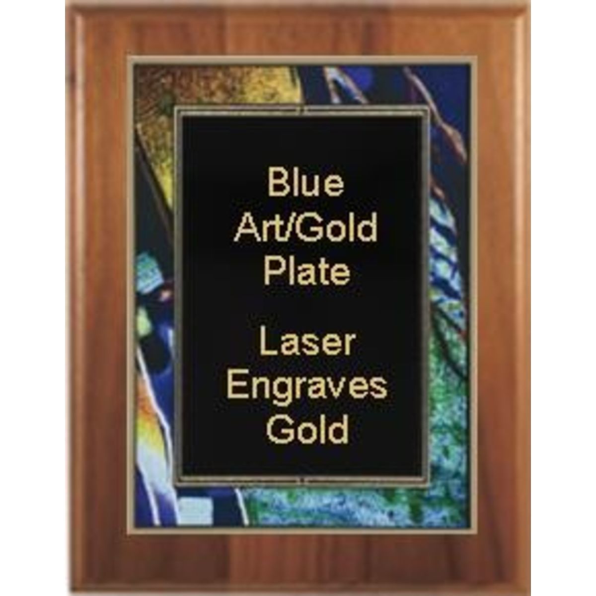 8" x 10" Cherry Finish Plaque with a Blue Art/Black Plate