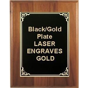8" x 10" Cherry Finish Plaque with a Black/Gold Aluminum High Relief Plate
