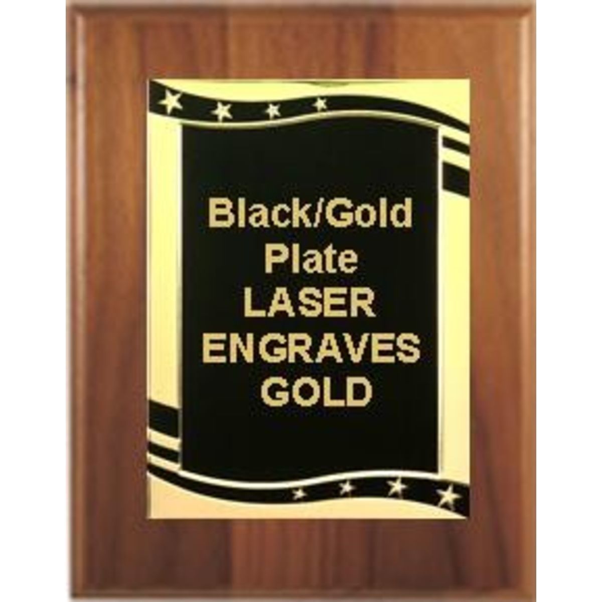 8" x 10" Cherry Finish Plaque with a Black/Gold Aluminum High Relief Plate