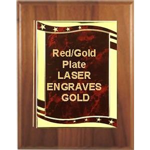 8" x 10" Cherry Finish Plaque with a Red/Gold Aluminum High Relief Plate