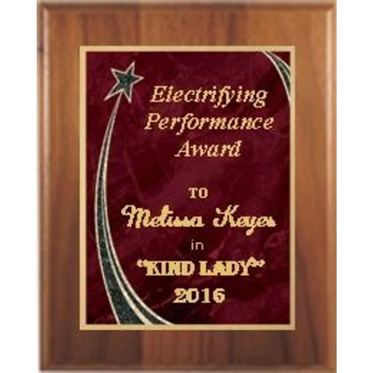 8" x 10" Cherry Finish Plaque with a Red Rising Star Plate