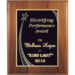 8" x 10" Cherry Finish Plaque with a Black Rising Star Plate