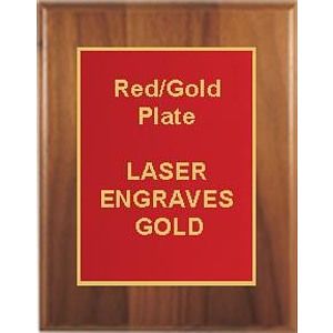9" x 12" Cherry Finish Plaque with a Red Designer Plate
