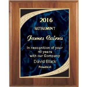 9" x 12" Cherry Finish Plaque with a Blue Majestic Plate