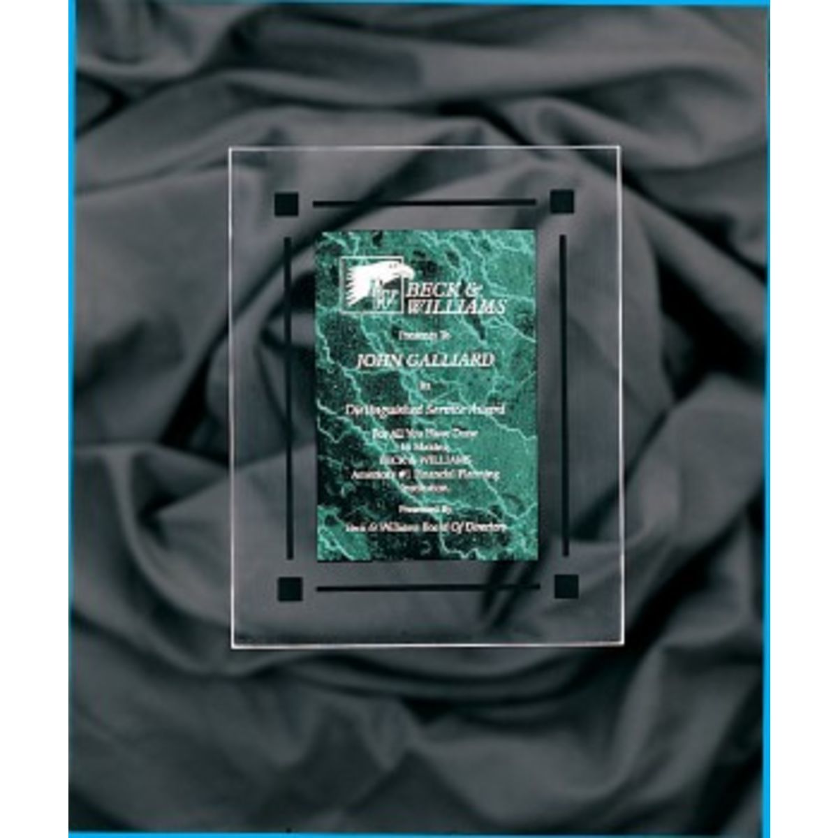 9" x 11" Green Marble Acrylic Clear-Plaq Award