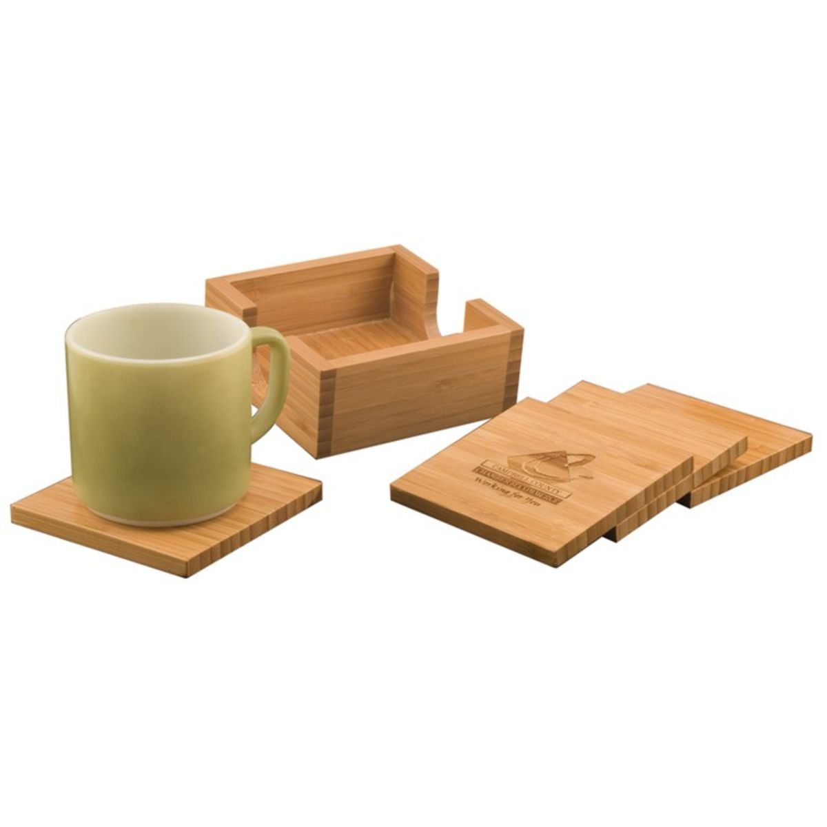 Personalized Bamboo Coaster Set