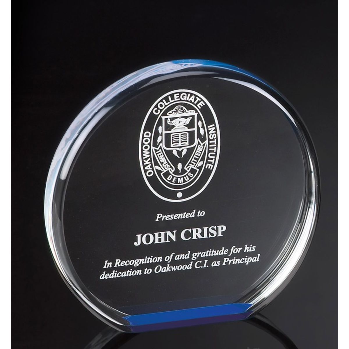 6" Diameter Blue Reflective Acrylic Award