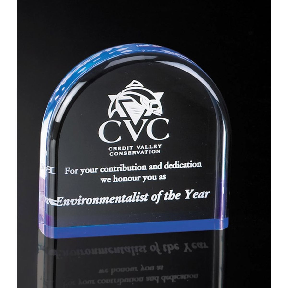 4" Dome Shaped Blue Reflective Acrylic Award