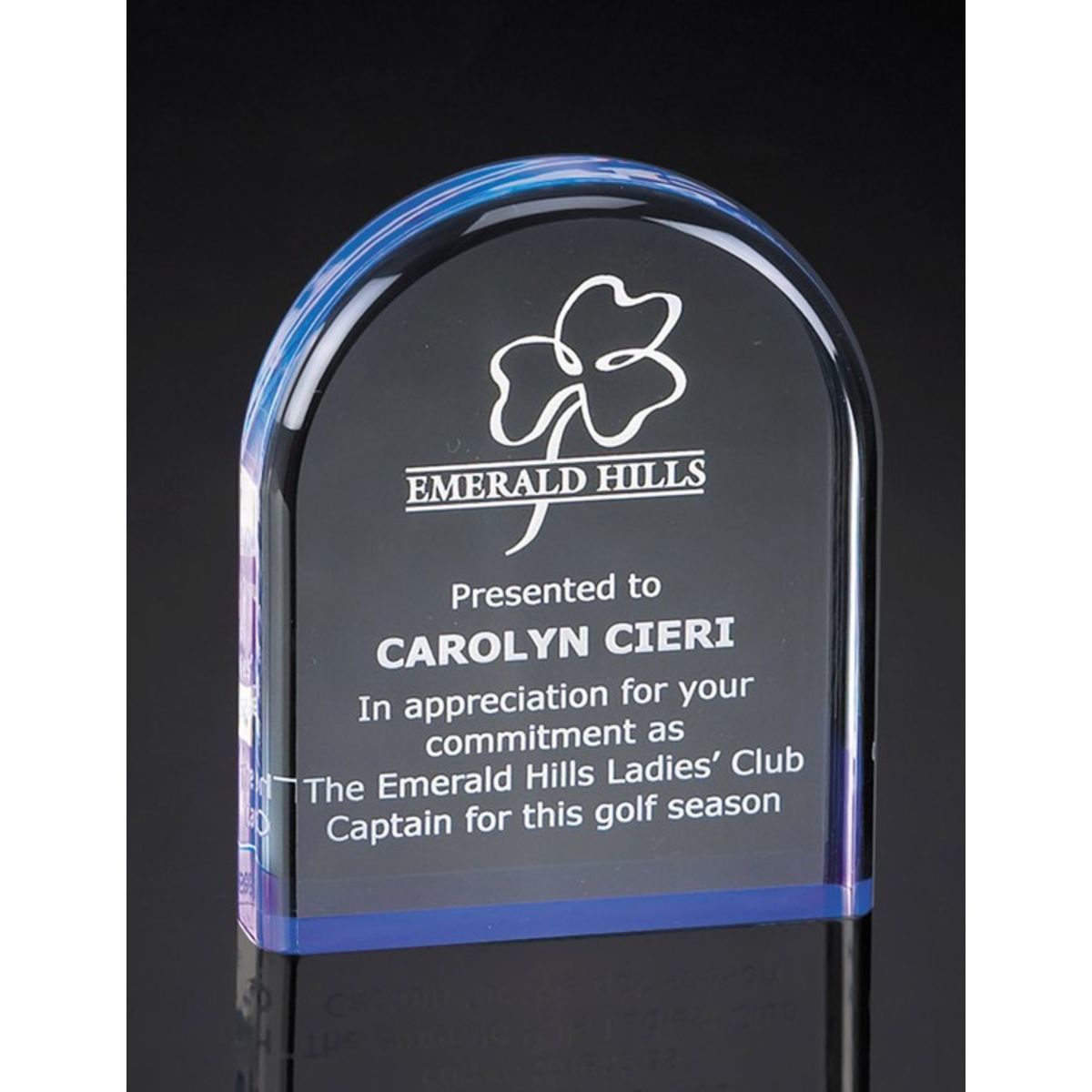 5" Dome Shaped Blue Reflective Acrylic Award