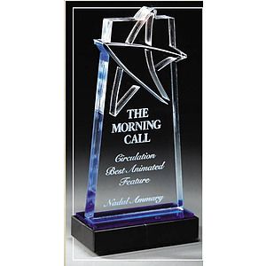 4" x 7" Deep Lasered Star Blue Mirror Acrylic Award