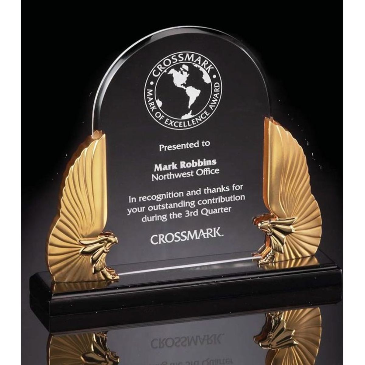 Winged Gold Eagle Corporate Acrylic Award