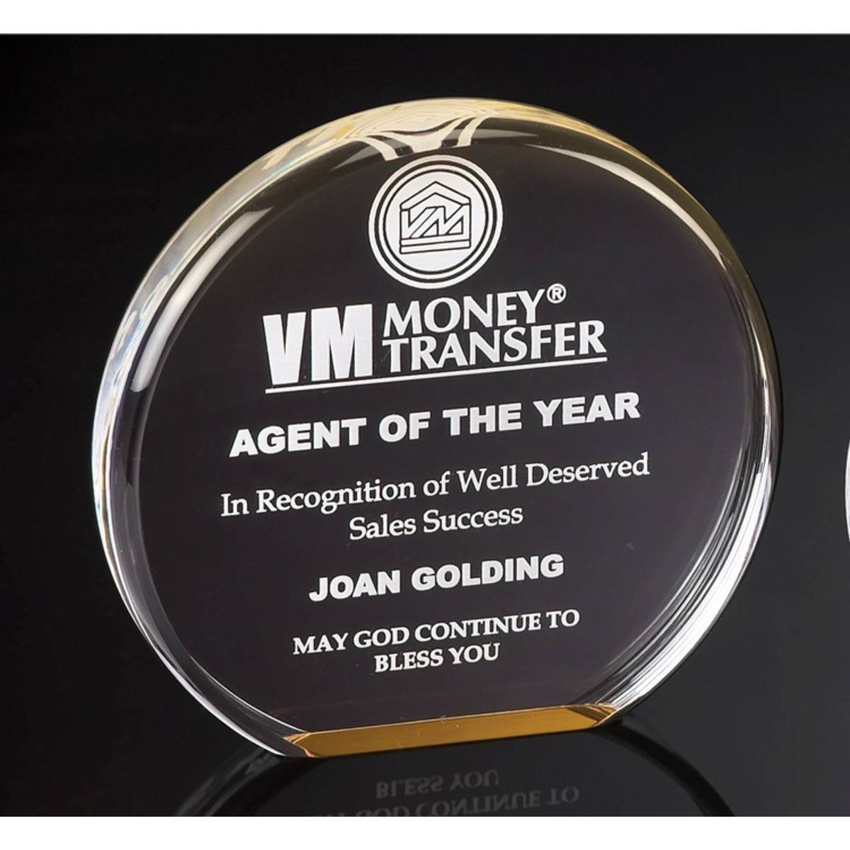 6" Diameter Gold Reflective Acrylic Award
