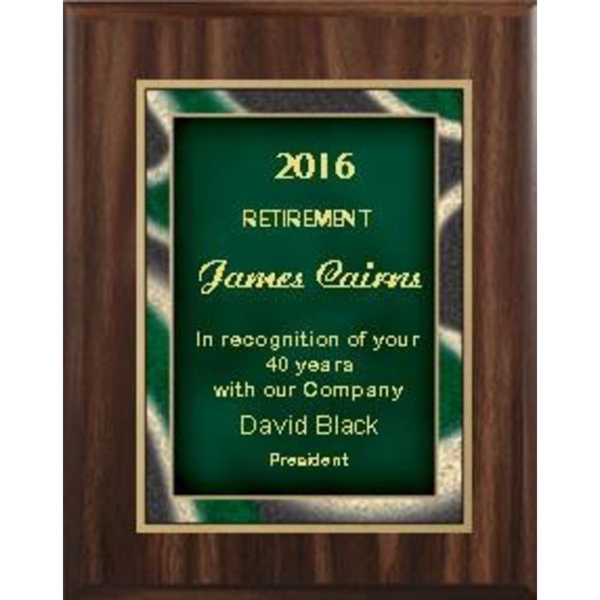 7" x 9" Walnut Finish Plaque with a Green Artist Plate