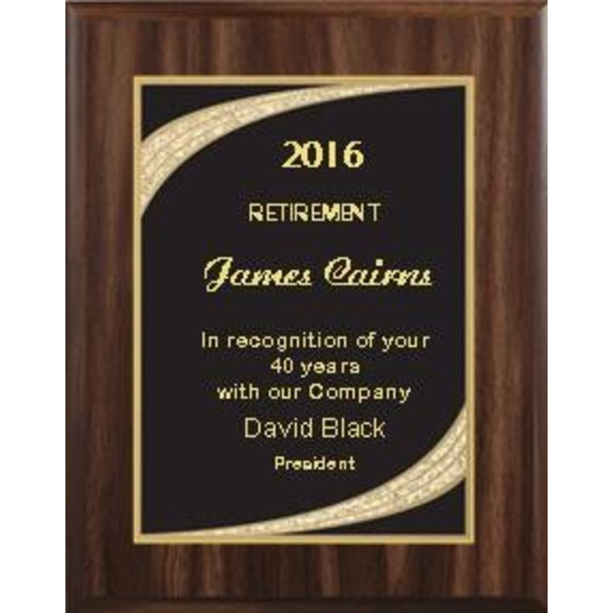 7" x 9" Walnut Finish Plaque with Black Majestic Plate