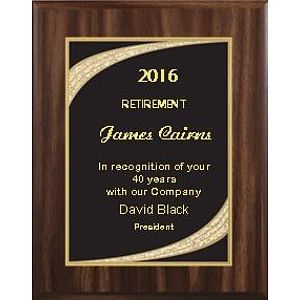 7" x 9" Walnut Finish Plaque with Black Majestic Plate