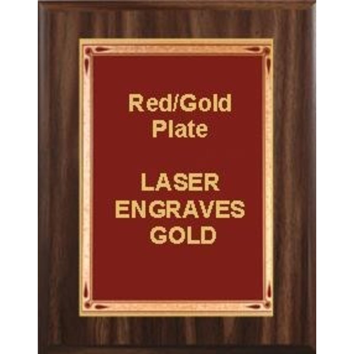 7" x 9" Classic Walnut Finish Plaque with a Red Teardrop Plate