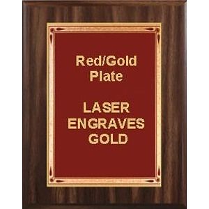 7" x 9" Classic Walnut Finish Plaque with a Red Teardrop Plate