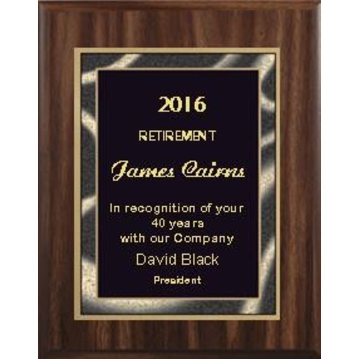 8" x 10" Walnut Finish Plaque with a Black Artist Plate
