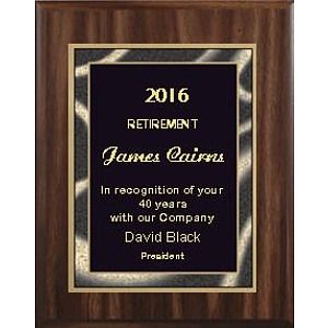 8" x 10" Walnut Finish Plaque with a Black Artist Plate