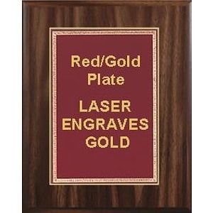8" x 10" Classic Walnut Finish Plaque with a Red Florentine Plate