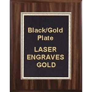 8" x 10" Classic Walnut Finish Plaque with a Black Florentine Plate