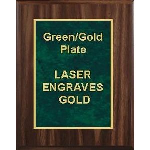 8" x 10" Classic Walnut Finish Plaque with a Green Marble Designer Plate