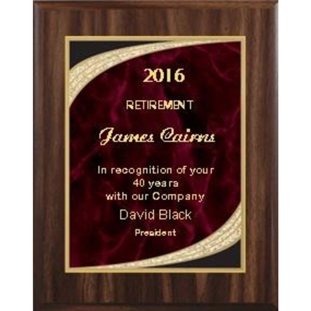 8" x 10" Walnut Finish Plaque with Red Majestic Plate