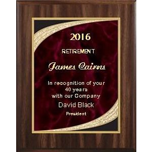 8" x 10" Walnut Finish Plaque with Red Majestic Plate