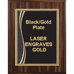 8" x 10" Walnut Finish Plaque with a Black Marble Patina Plate