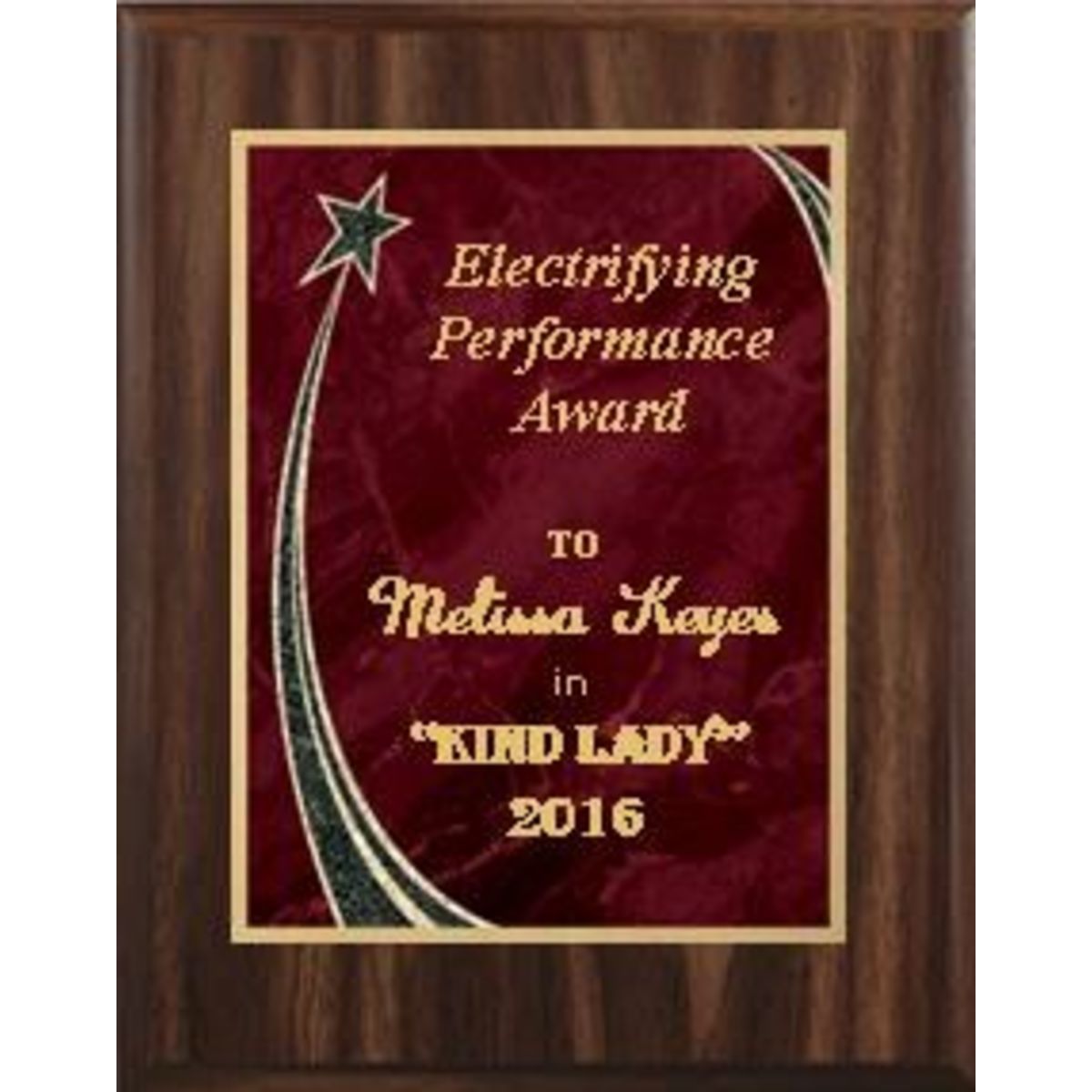 8" x 10" Walnut Finish Plaque with Red Rising Star Plate