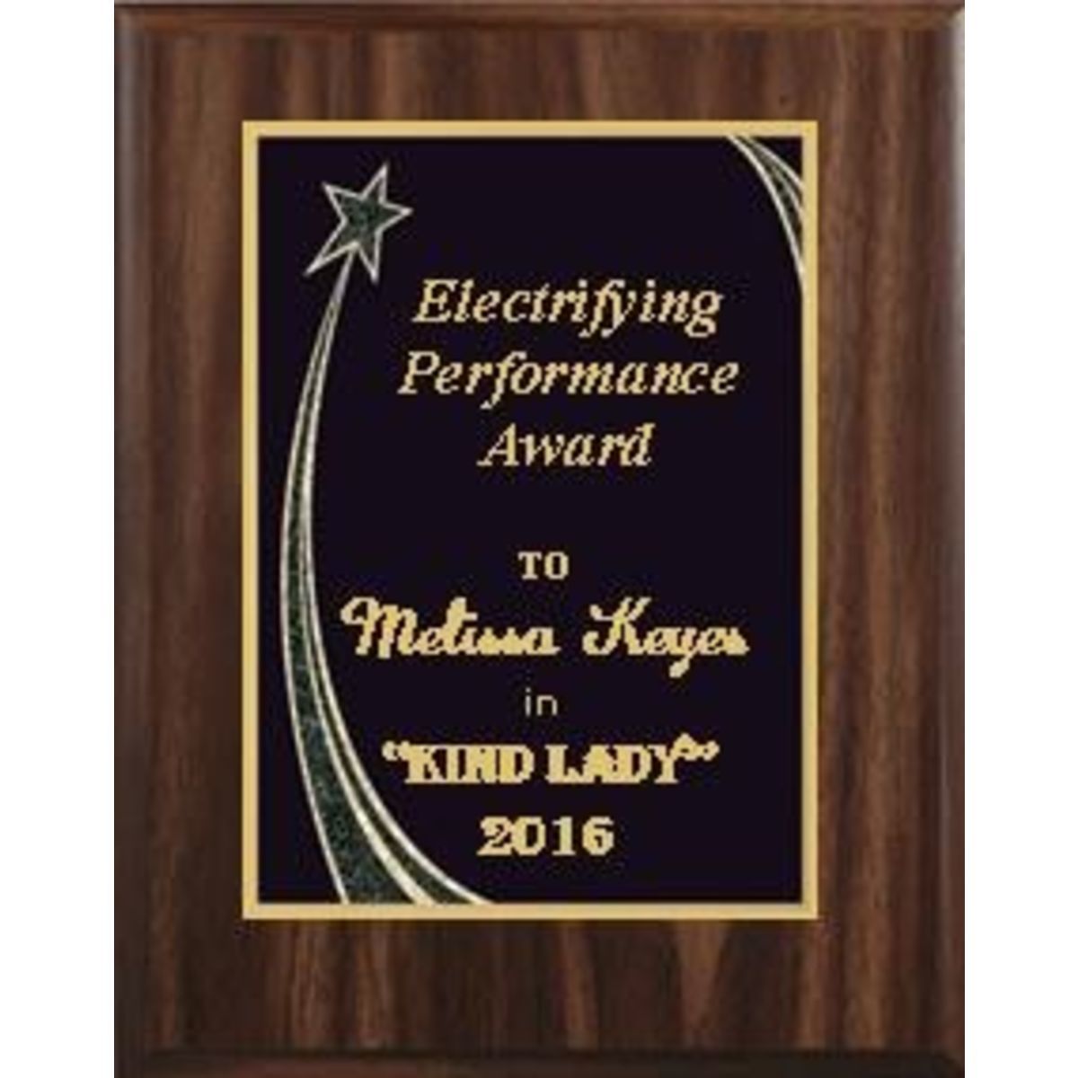 8" x 10" Walnut Finish Plaque with a Black Rising Star Plate