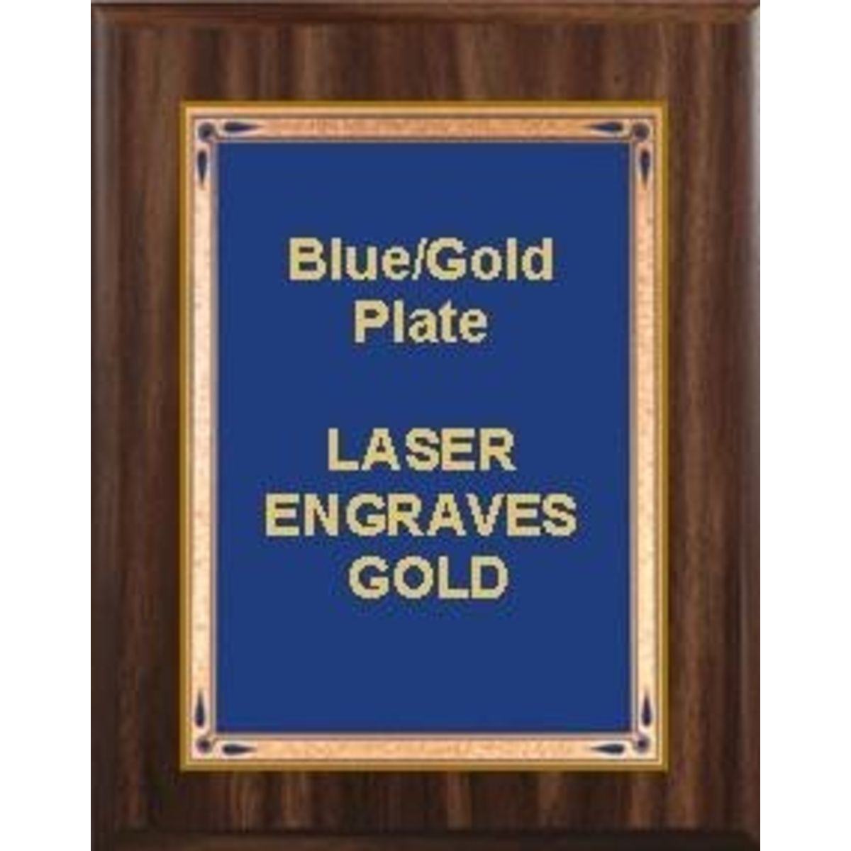 8" x 10" Classic Walnut Finish Plaque with a Blue Teardrop Plate