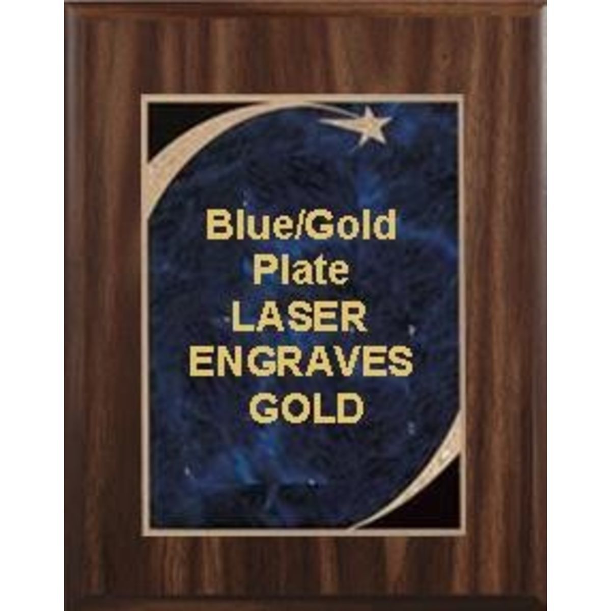 8" x 10" Classic Walnut Finish Plaque with a Blue Victory Star Marble Plate