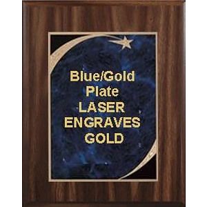 8" x 10" Classic Walnut Finish Plaque with a Blue Victory Star Marble Plate