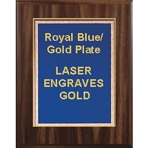 9" x 12" Classic Walnut Finish Plaque with a Blue Florentine Plate