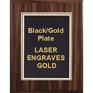 9" x 12" Classic Walnut Finish Plaque with a Black Florentine Plate