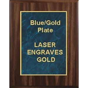 9" x 12" Classic Walnut Finish Plaque with a Blue Marble Designer Plate