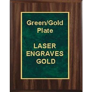9" x 12" Classic Walnut Finish Plaque with a Green Marble Designer Plate