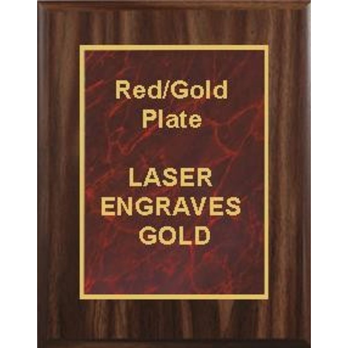 9" x 12" Classic Walnut Finish Plaque with a Red Marble Designer Plate
