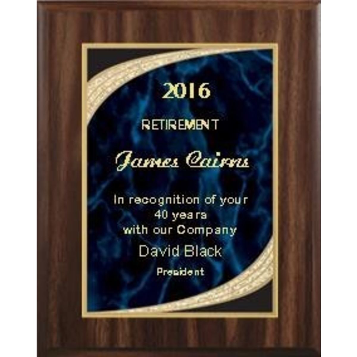 9" x 12" Walnut Finish Plaque with Blue Majestic Plate