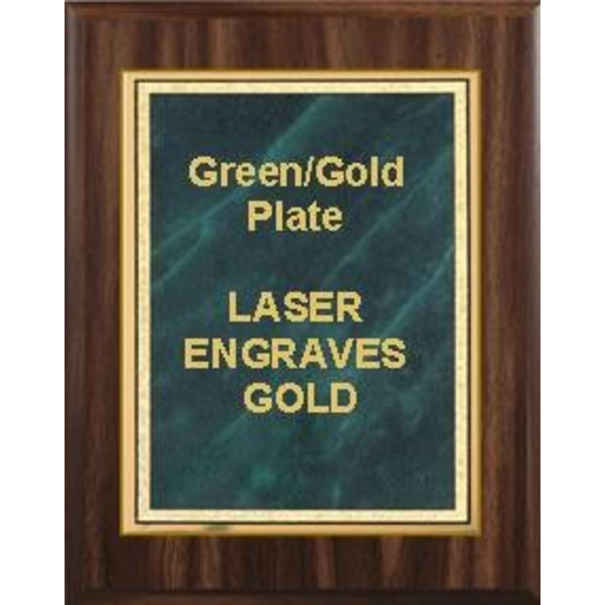 9" x 12" Walnut Finish Plaque with a Green Marble Mist Plate