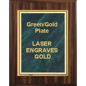 9" x 12" Walnut Finish Plaque with a Green Marble Mist Plate