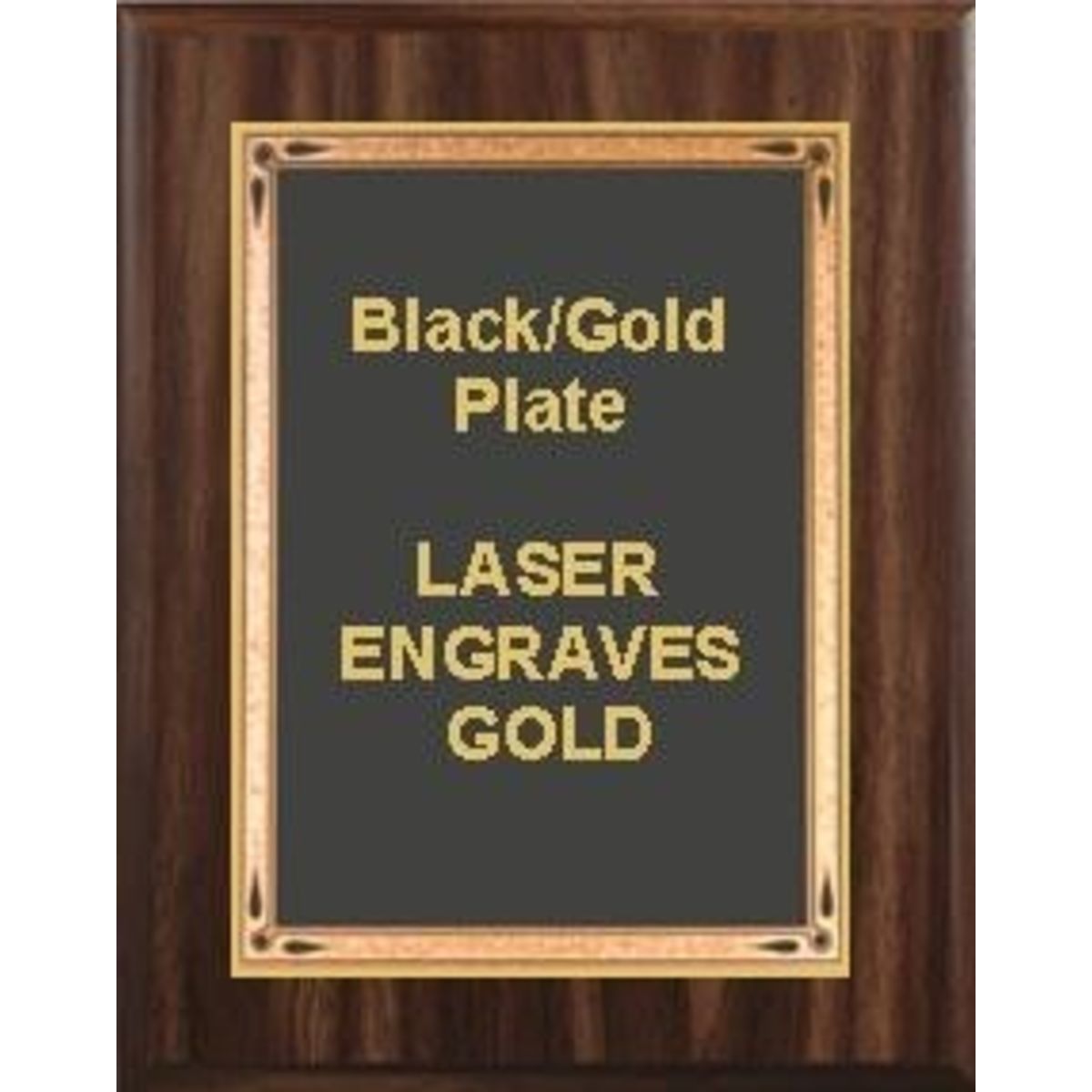9" x 12" Classic Walnut Finish Plaque with a Black Teardrop Plate