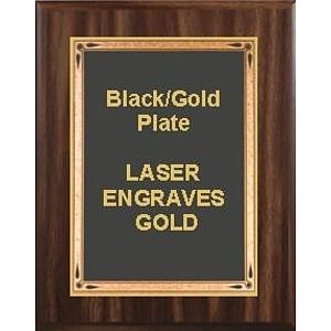 9" x 12" Classic Walnut Finish Plaque with a Black Teardrop Plate