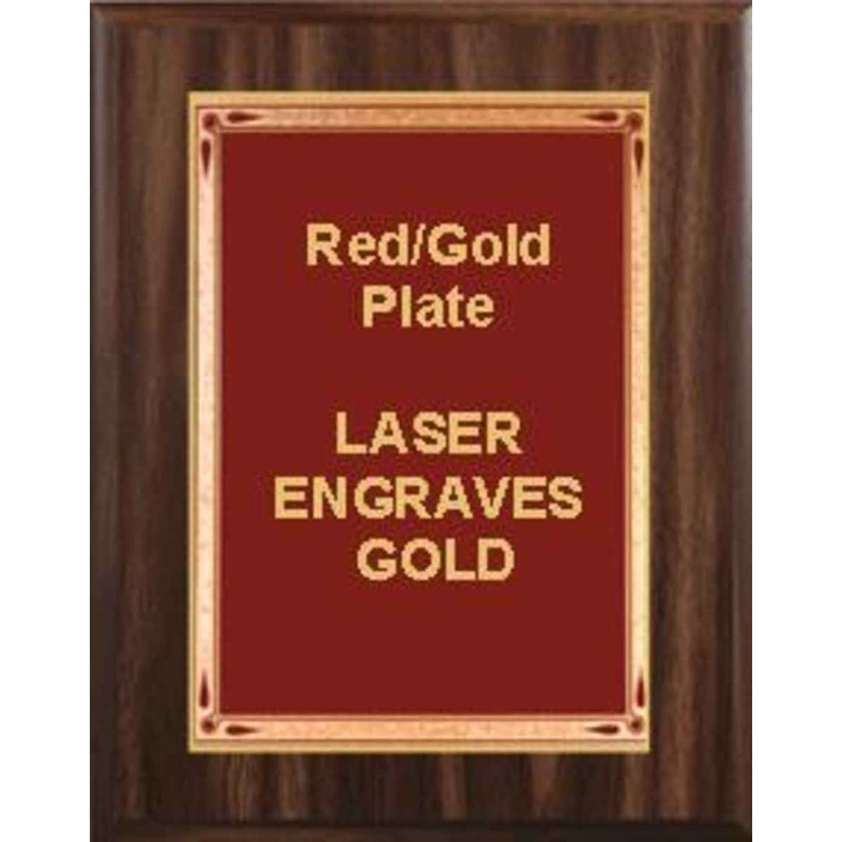 9" x 12" Classic Walnut Finish Plaque with a Red Teardrop Plate